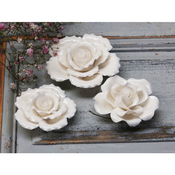 Porzellan Rosen für Deko Satz von 3