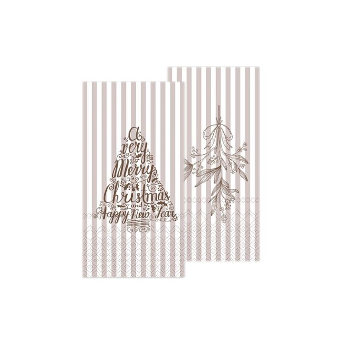 Serviette avec gui et sapin de Noël