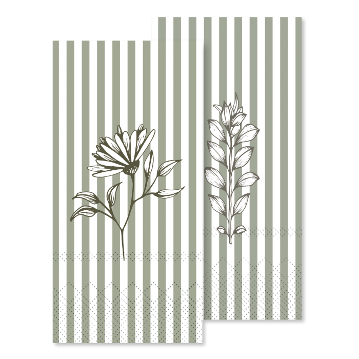 Serviet m. striber & blomster