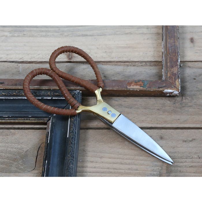 Schere m. Leder cognac