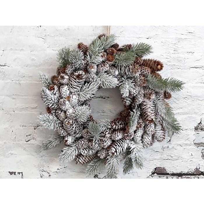 Fleur Couronne sapin pommes de pin/neige