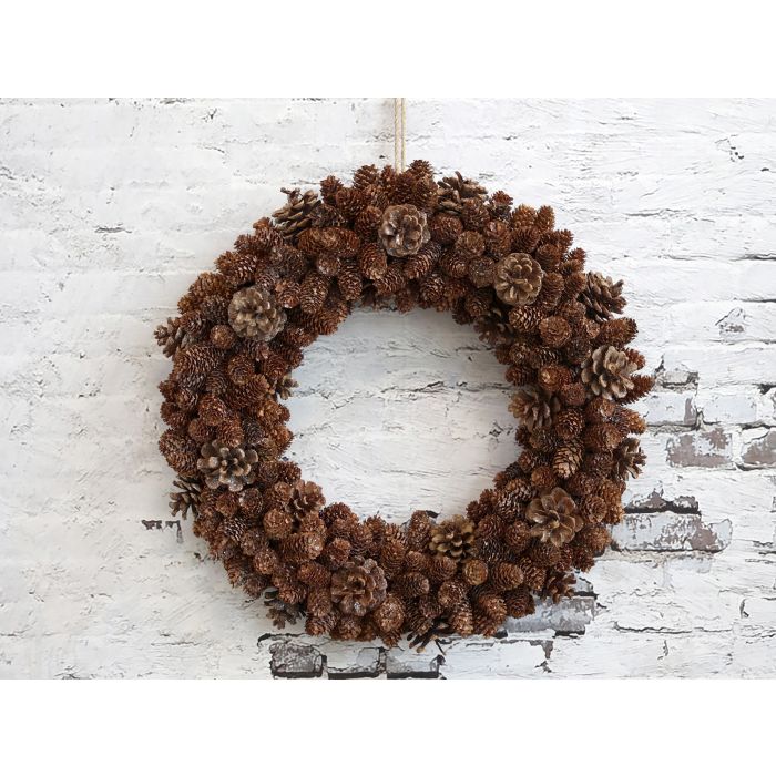 Fleur Krans af kogler m. glimmer