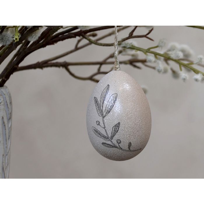 Easter Egg w. leaf and glitter