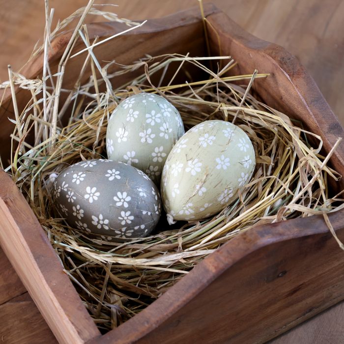 Påskeæg m. blomster sæt af 3