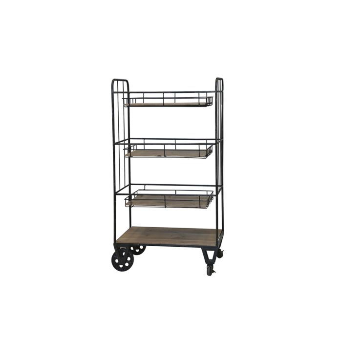 Reol på hjul m. 4 hylder