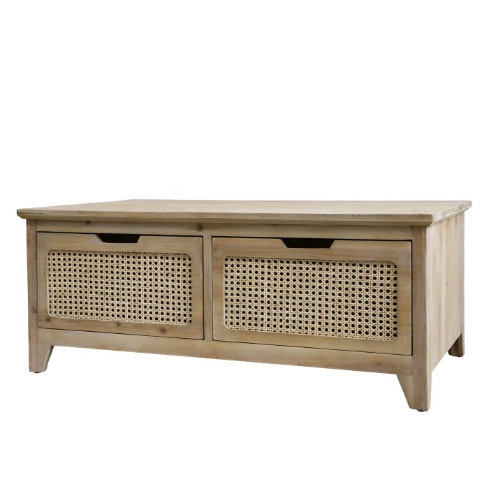 Coffee Table w. 4 French wicker drawers