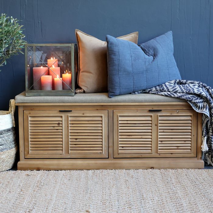 Banc avec matelas et 2 tiroirs basculants