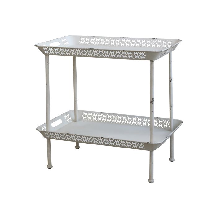 Table w. 2 trays and lace edge