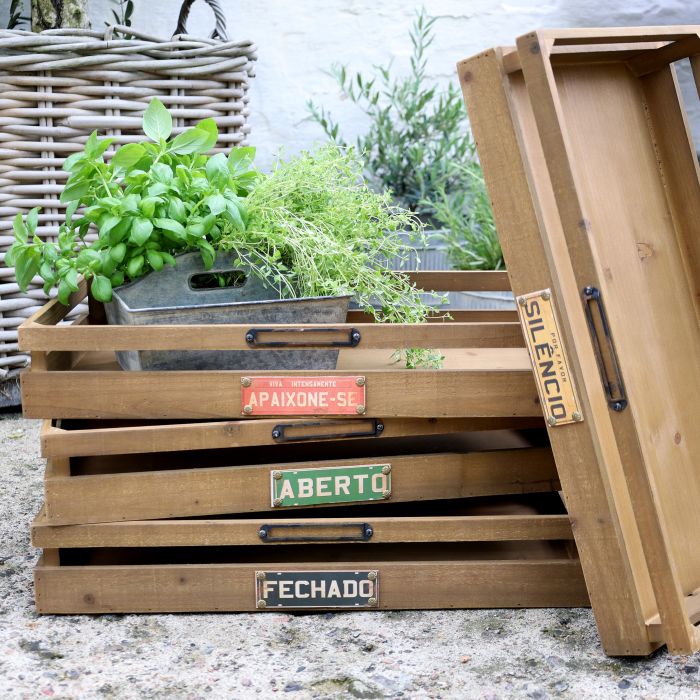 Tablett mit Text Set von 4