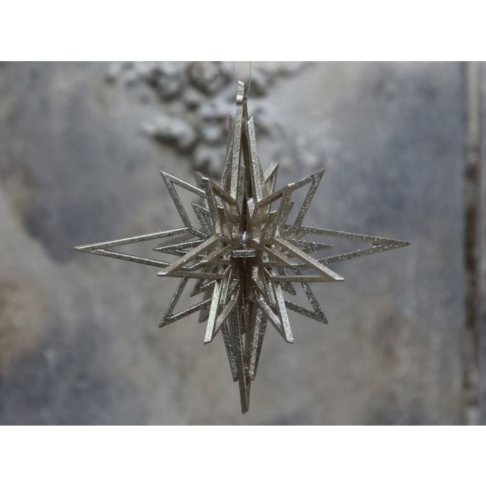 Julestjerne til ophæng m.glimmer