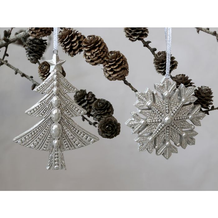 Juletræ og snefnug til ophæng sæt af 2