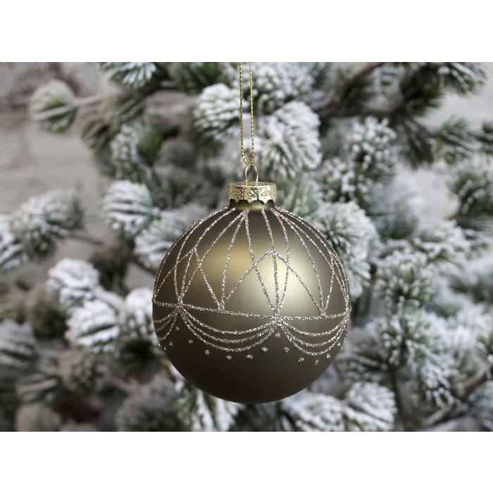 Julekugle m. glimmer mønster