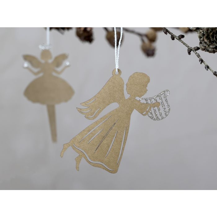 Engel i papir m. glimmer sæt af 6