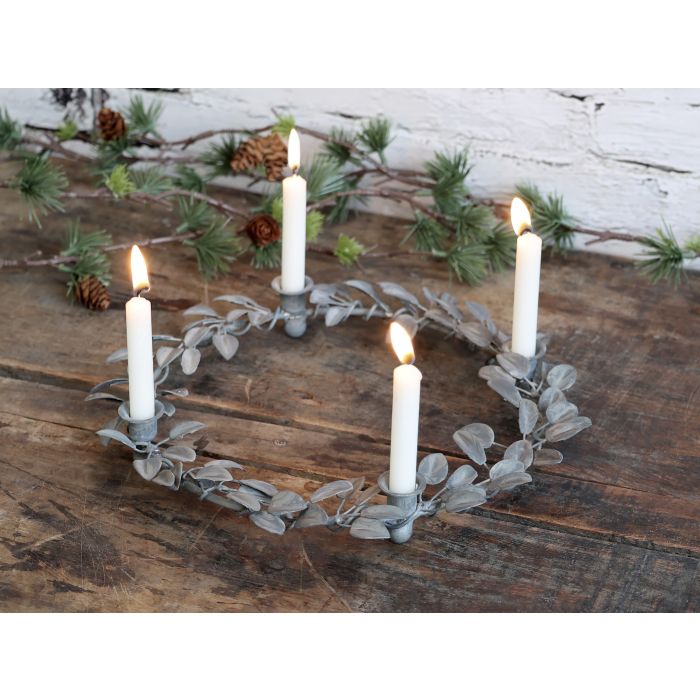 Adventsstage m. blade til kertelys