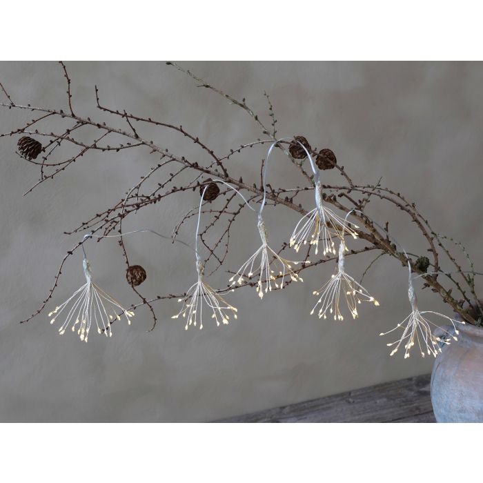 Lyskæde m. iskrystaller indendørs