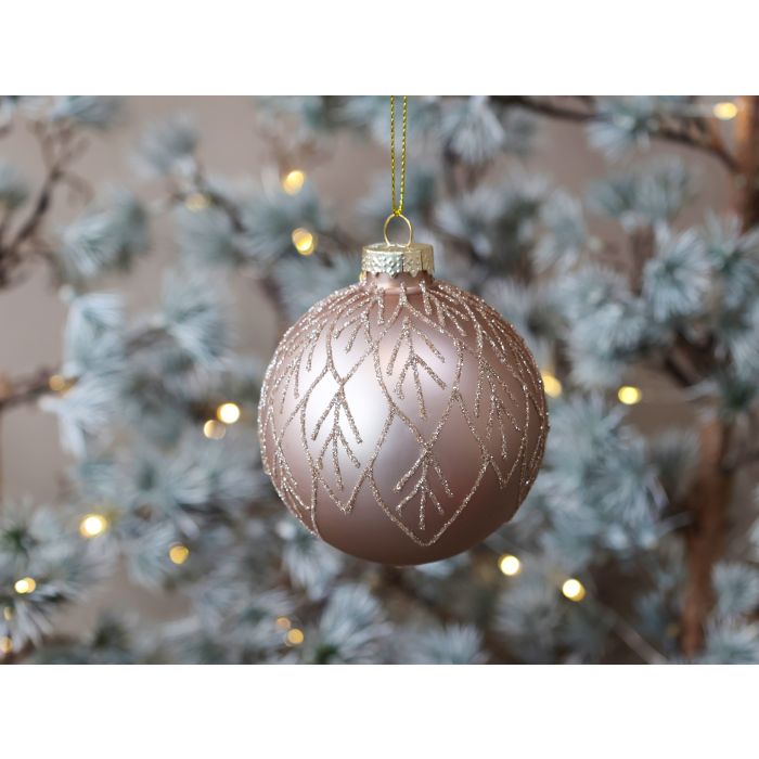 Weihnachtskugel mit Blätter aus glitzer