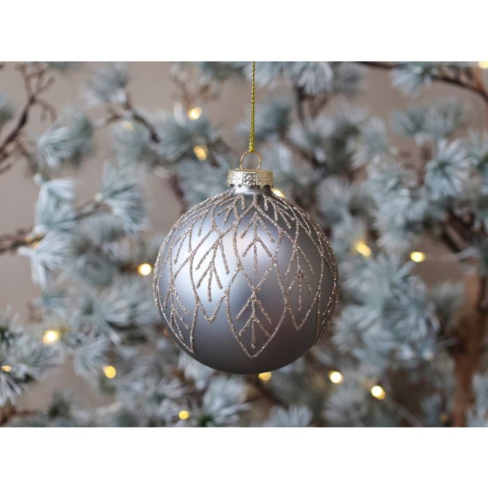 Julekugle m. glimmerblade