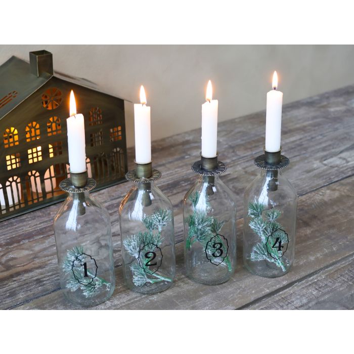 Adventsflasker m. lysholder sæt af 4