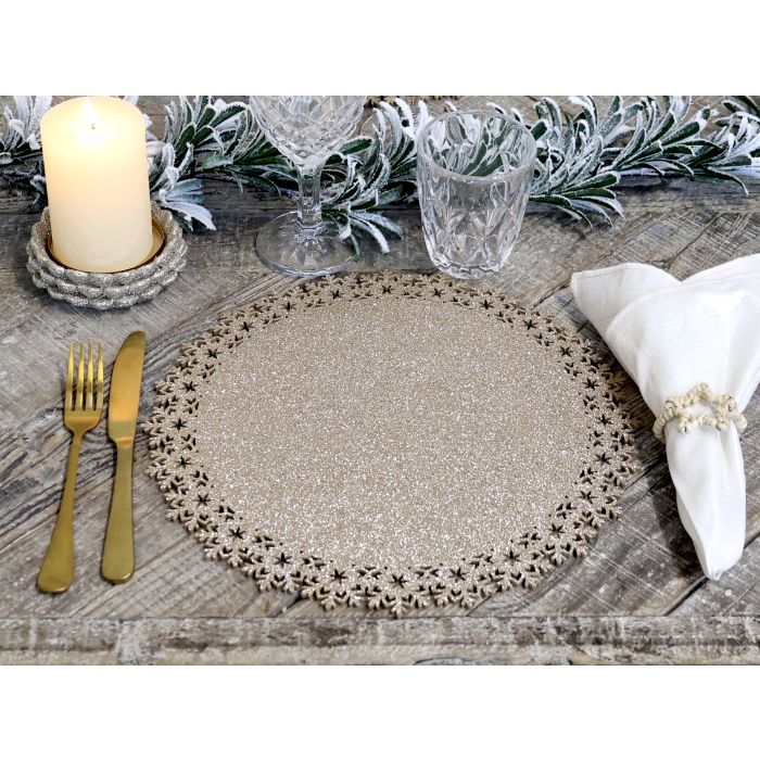 Dækkeserviet m. glimmer sæt af 4