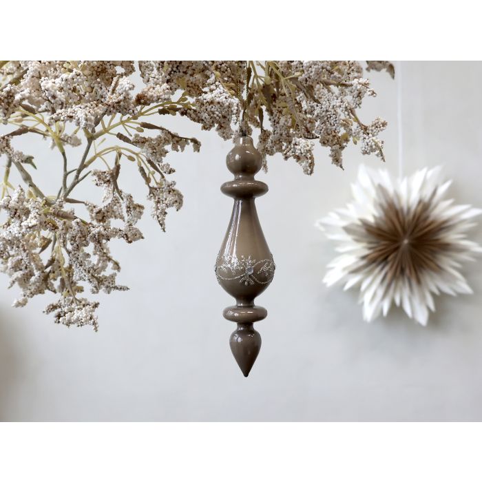 Ornament in glass w. glitter