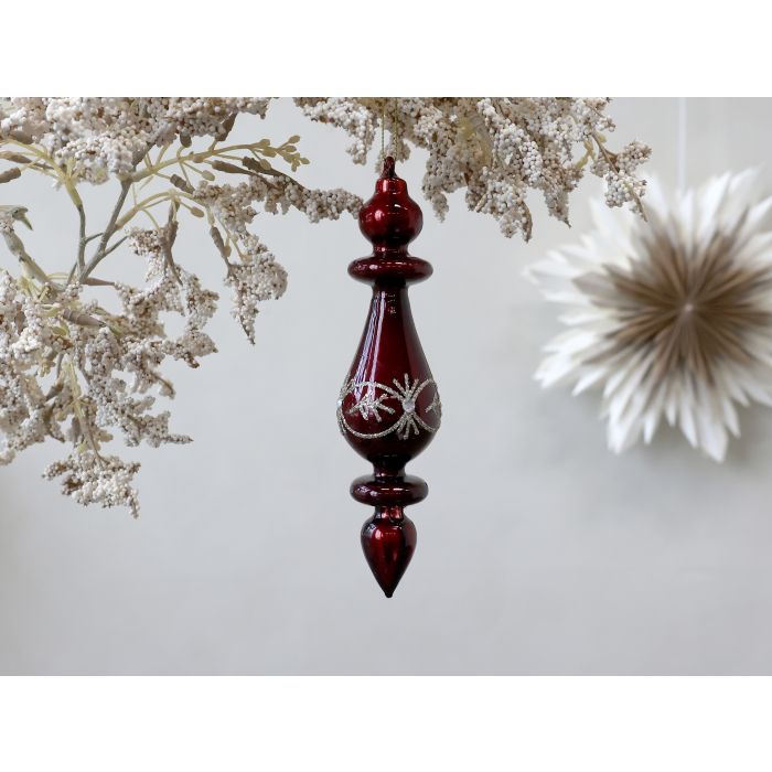 Ornament in glass w. glitter