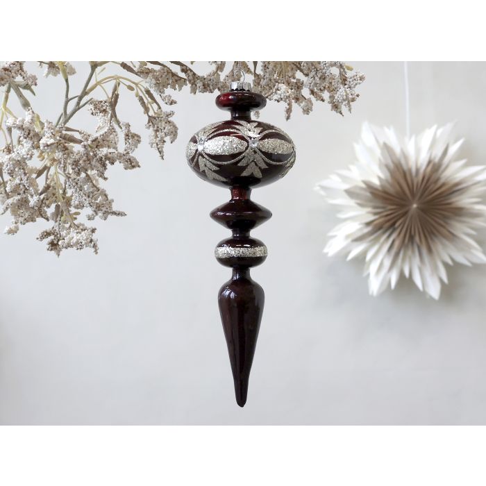 Ornament in glass w. glitter