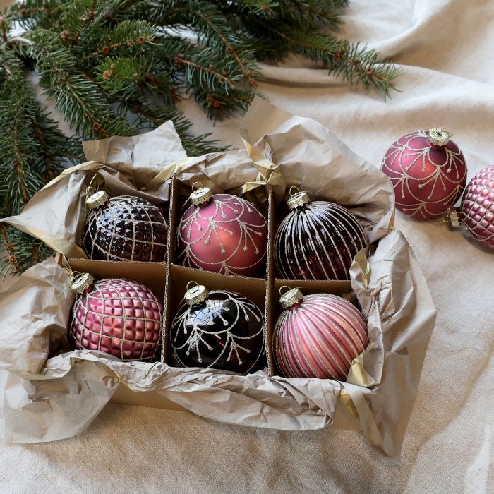 Julekugle i æske sæt af 6