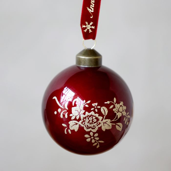 Anniversary Christmas Bauble w. velvet ribbon