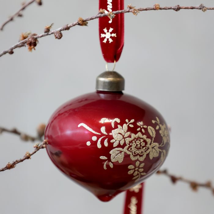 Anniversary Christmas Bauble w. velvet ribbon