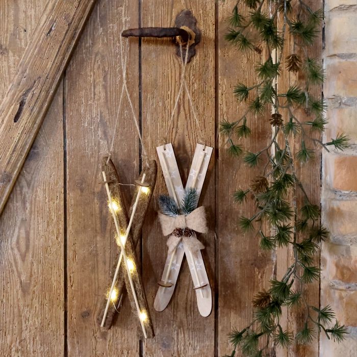 Ski m. LED og sløjfe sæt af 2