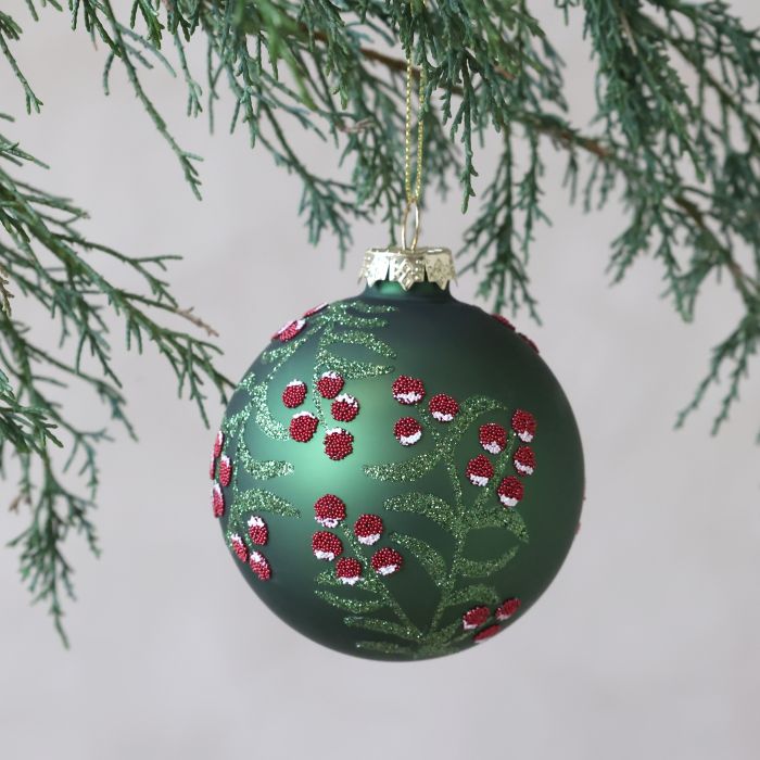 Julekugle m. grene og bær