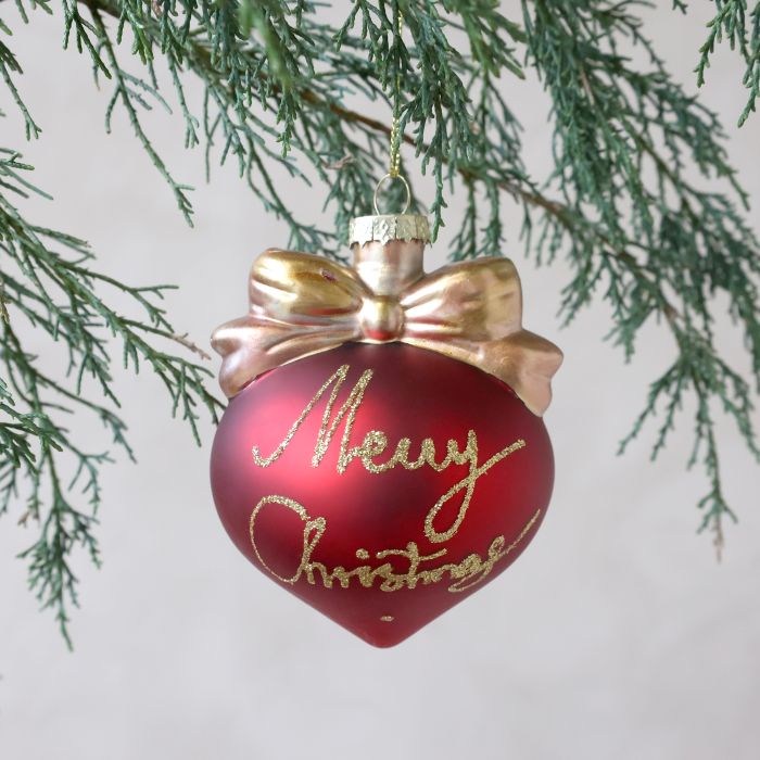 Julekugle m. sløjfe og tekst