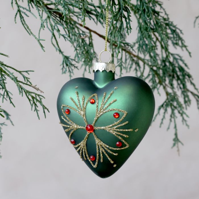 Julekugle hjerte m. mønster