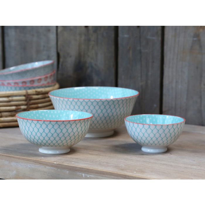 Gl fransk Latteskål m mønster s/3