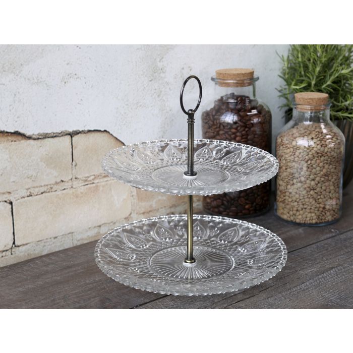 Etagere m. 2 Glasschüsseln