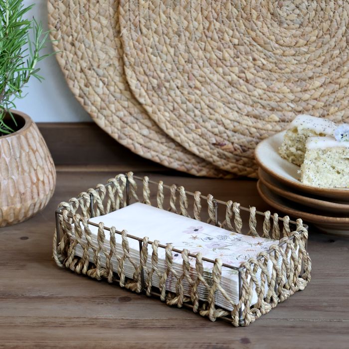 Servietholder i flettet jute