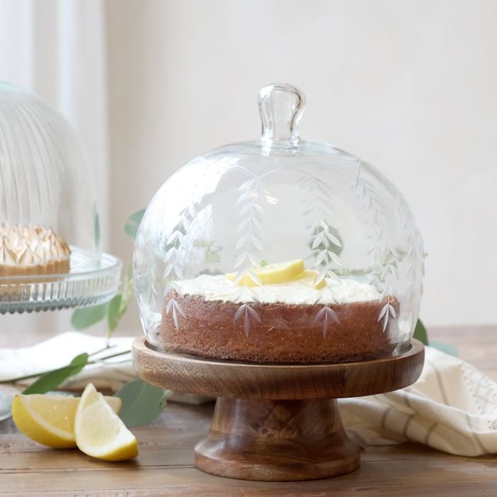 Glass Dome on foot w. grindings