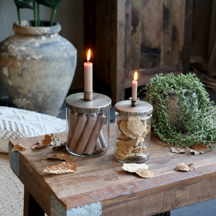 Candlestick w. lid for taper candle