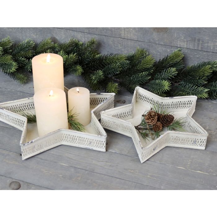 Tablett m. Dekokante Sterne Set von 2