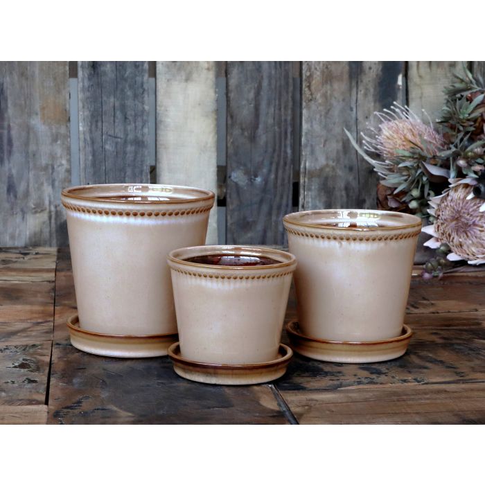 Nîmes Flowerpot w. pearl edge & saucer