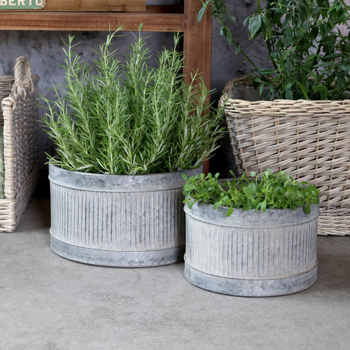 Übertopf mit Rillen Set von 2