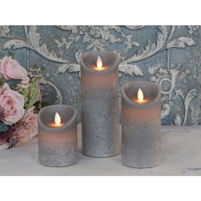 Candle LED Rustic w. timer/batteries