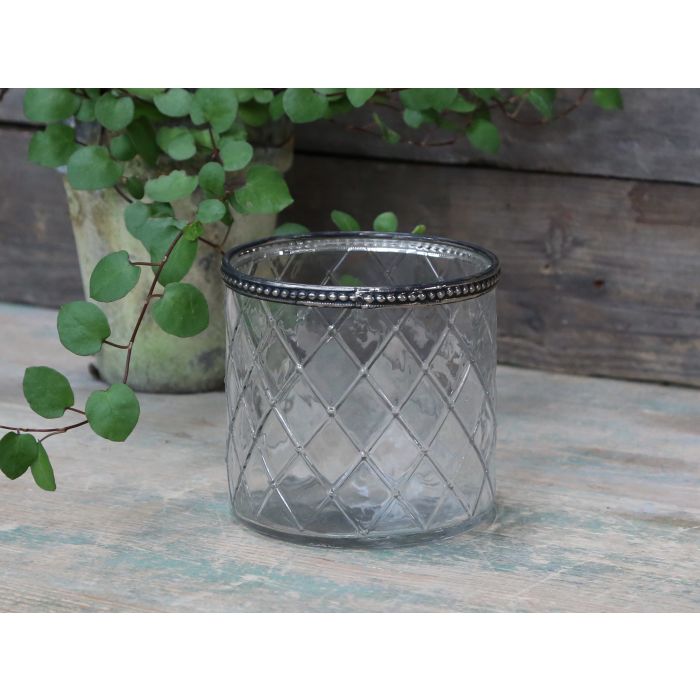 Glas Skjuler m. perlekant og store tern