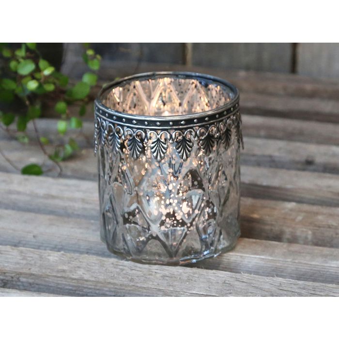 Fyrfadsstage m. sølv dekor