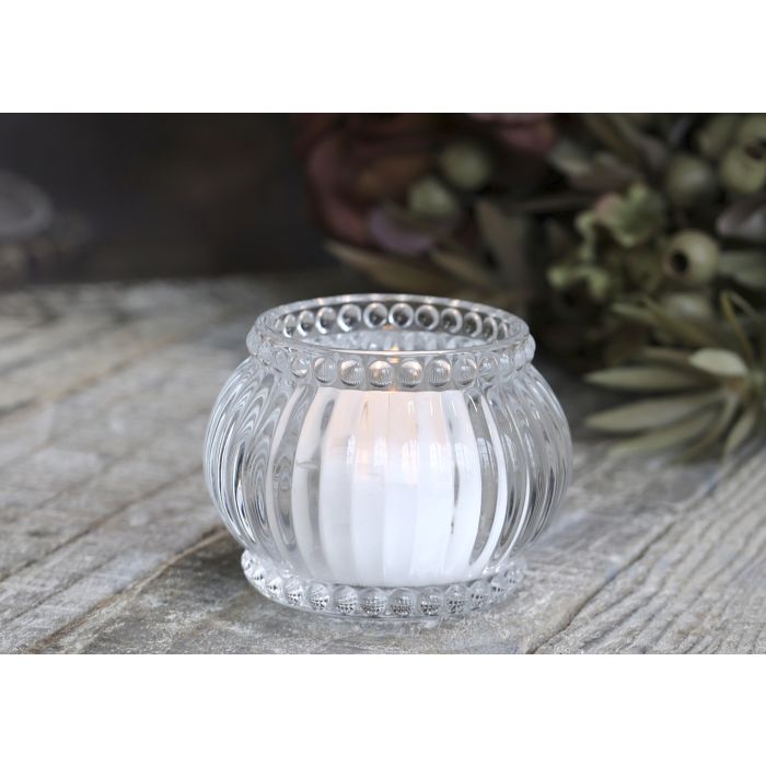 Fyrfadsstage m. små riller & perlekant