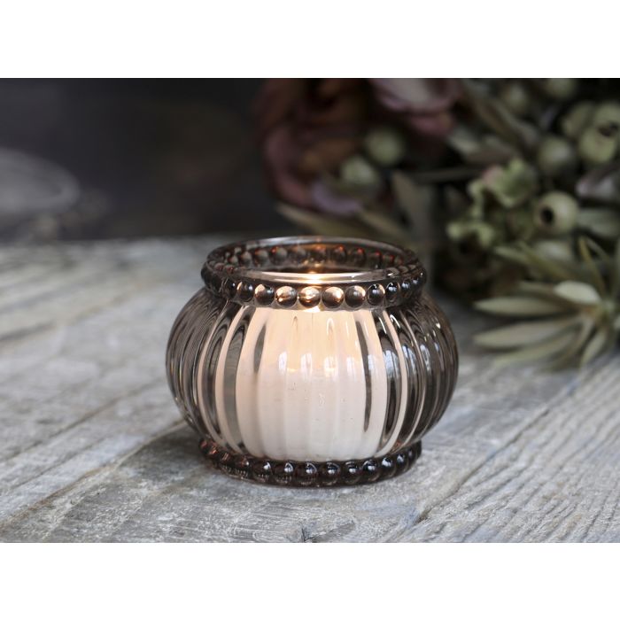 Tealight Holder w. grooves & pearl edge