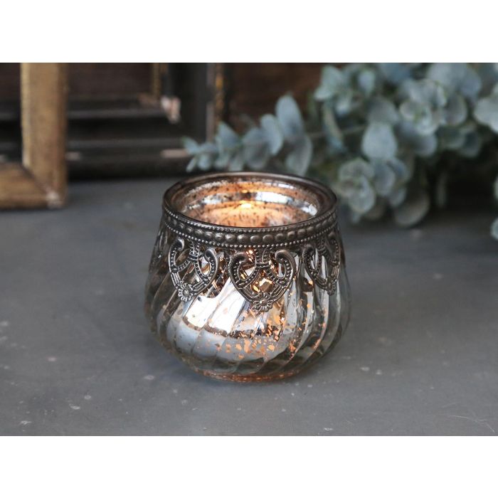 Fyrfadsstage m. sølv dekor