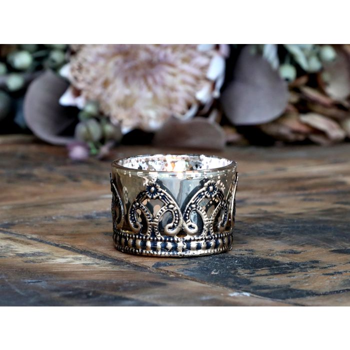 Fyrfadsstage m. gulddekor