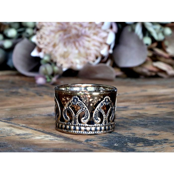 Teelichthalter m. Golddekor