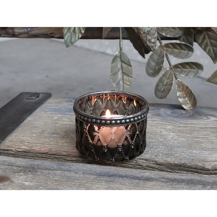 Photophore avec bord de perle